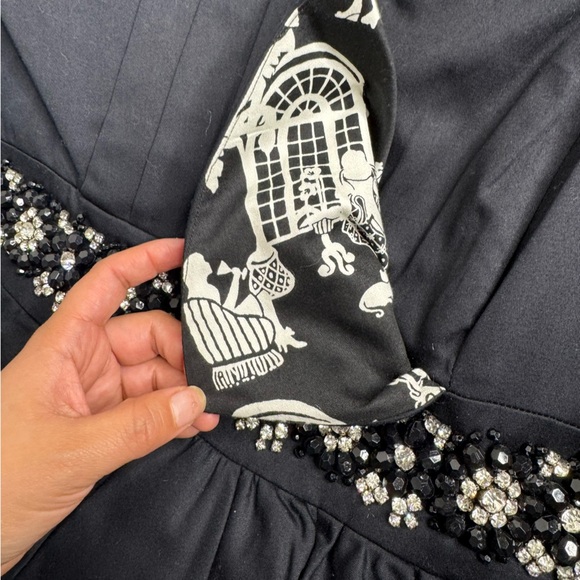 Lilly Pulitzer Crystal Black Late Night Toile Underlay Beaded Waist Dress - Picture 6 of 13